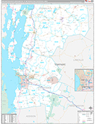Burlington-South Burlington Metro Area Wall Map Premium Style